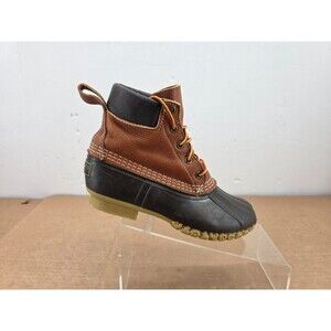 LL Bean Womens Size 6 M Duck Boots 6 Eye 8" Tan Brown Unlined Made In USA